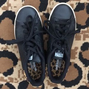 Stan Smith Black Sneakers with Cheetah Accents